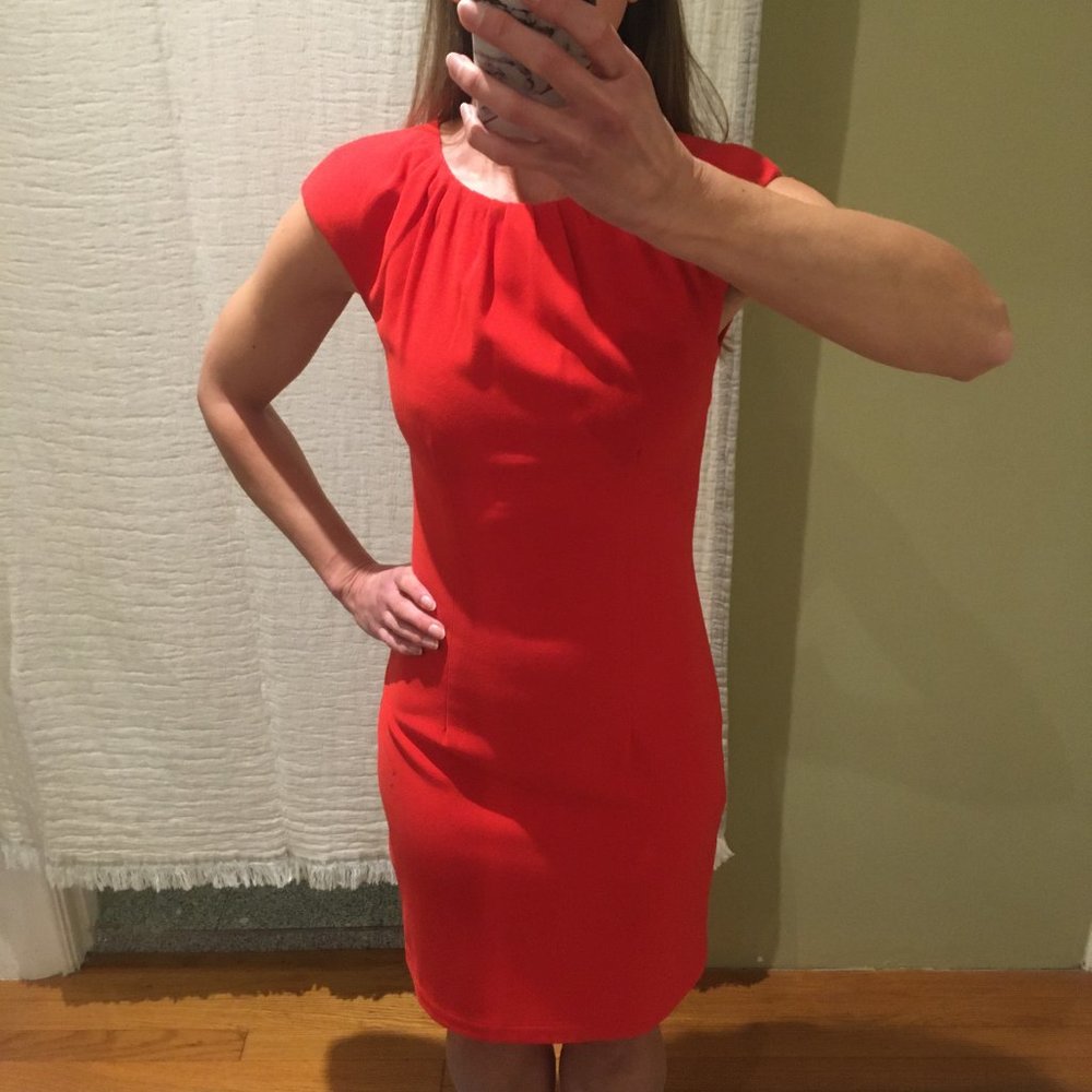 Bright coral bodycon dress